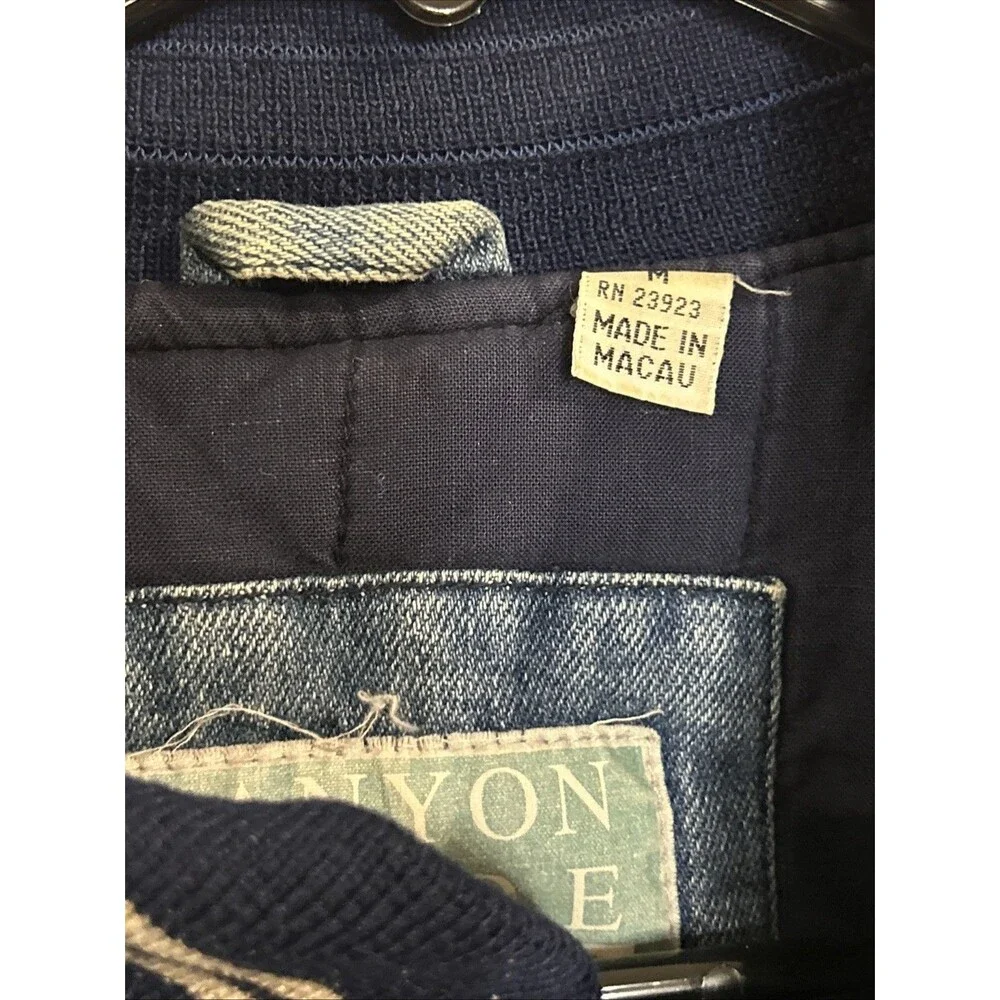 Vintage 90s Canyon Guide Outfitters Wal Mart Varsity Jacket Medium Denim Snap - Picture 6 of 16